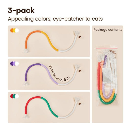 有机棉猫咬绳玩具,手工制作,适合牙齿护理,含猫薄荷,适合猫咪玩耍和咀嚼