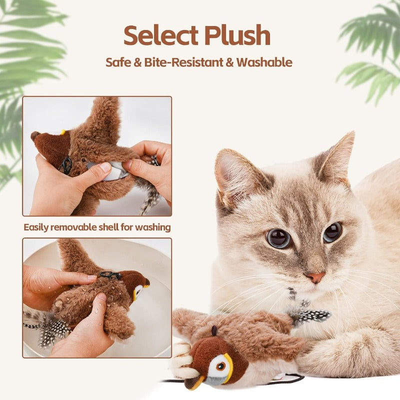 Getlivory互动啁啾鸟猫玩具，带自动感应、USB充电和猫薄荷，适合猫咪玩耍的智能运动玩具