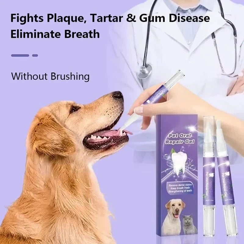 Pet Oral Repair Gel – Whitening & Tartar Removal for Dogs & Cats