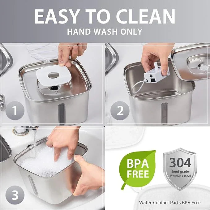 Stainless steel container being hand washed, BPA free and 304 food-grade safe.