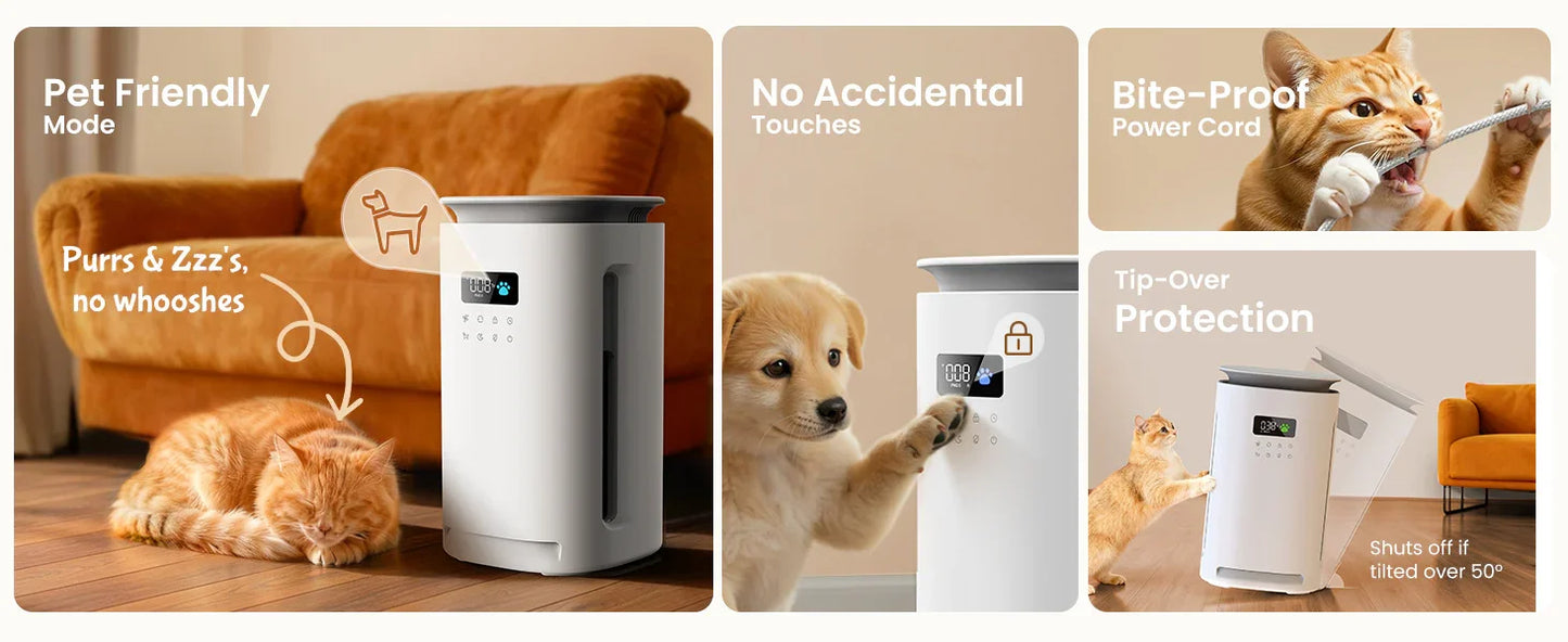 Pet-friendly smart appliance with cat and dog, anti-tip, bite-proof power cord, child lock features